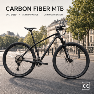 Bicicleta de Montaña de Fibra de Carbono, 2x12 Velocidades, Suspensión Delantera, Freno de Disco Hidráulico, 27.5/<span class=keywords><strong>29</strong></span> <span class=keywords><strong>Pulgadas</strong></span>, Todoterreno, Carga de 150 kg, Aleación de Aluminio - Product Image 1
