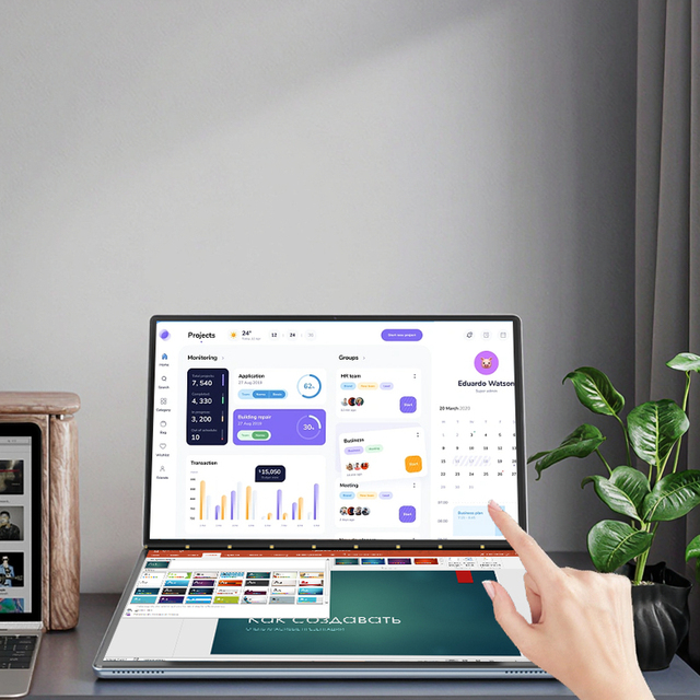 DS135 Dual IPS Screen 2-in-1 Business Laptop/Tablet Win 11 Professional Intel N100 16GB DDR4 New Metal Body UK SSD 1-Year Intel