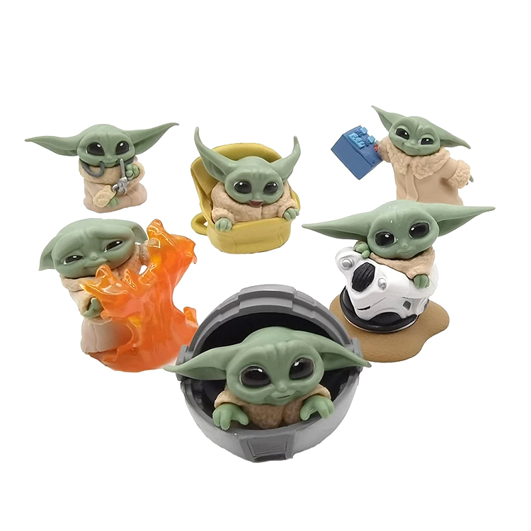 Коллекционная забавная милая игрушка йода, 6 шт. в комплекте, 4-5 см, Детская йода, ПВХ экшн-фигурки, наборы Йоды, фигурки, куклы, игрушки для украшения