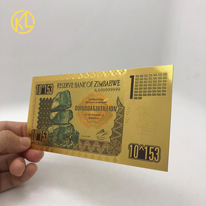 1000 pièces <span class=keywords><strong>Zimbabwe</strong></span> Billet D'or Quinquagintillion Dollars en boîte Noire avec certificat et La Lumière UV pour collection - Product Image 2