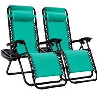 Chaise longue pliable zéro gravité en acier grillagé pour extérieur avec oreillers et porte-gobelets – Menthe pour salle à manger et cuisine