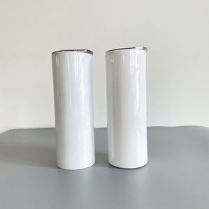 USA Warehouse Flat Edge Skinny Straight Right Angle Edge White Blank Sublimation 20oz <b>Tumbler</b> <b>Cup</b> with Accessories - Product Image 4