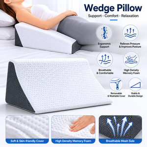 <span class=keywords><strong>Coussin</strong></span> de repose corporel ventilé, hypoallergénique et lavable pour le soutien des patients, améliore la circulation sanguine, oreiller de sommeil en forme de cale - Product Image 1