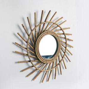 <span class=keywords><strong>Espejo</strong></span> de ratán de pared de decoración de oro moderno hecho a mano grande para baño sala de estar dormitorio - Product Image 4