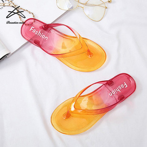 Nuova moda donna PVC piscina spiaggia <span class=keywords><strong>bagno</strong></span> perizoma piatte <span class=keywords><strong>infradito</strong></span> ciabatte <span class=keywords><strong>infradito</strong></span> pantofole trasparenti sfumate <span class=keywords><strong>infradito</strong></span> - Product Image 6