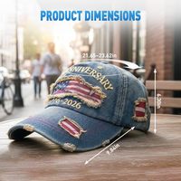 Gorra de Béisbol Vintage con Efecto Desgastado, 250.º Aniversario de EE. UU., Algodón Premium Lavado, Protección Solar, 5 Paneles, Correa Ajustable