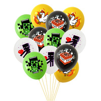 My World Party Pixel War Game Juego de cumpleaños Eco-Friendly Paper Cake Toppers Globos Banderas Diseño