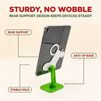 Support de téléphone pliable multi-angle réglable en acrylique rouge et blanc, antidérapant, avec espace de chargement, personnalisable OEM, pour Noël