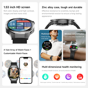 Orologio intelligente 2024 <span class=keywords><strong>5</strong></span> Max 1.53 pollici BT chiamata monitoraggio della salute bussola sportiva NFC IP67 Smartwatch da uomo d'affari impermeabile - Product Image 2