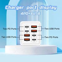 Cargador de Viaje con Enchufe EU US UK de 240W y 8 Puertos USB-C PD, Cargador Rápido GaN Tipo-C de 240W para Teléfono Móvil, Adaptador de Corriente