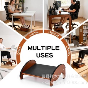 Wooden Footstool Non Slip Solid Wood <b>Office</b> Desk Footrest Home <b>Stool</b> Ottoman Retro Color Minimalist Design - Product Image 1