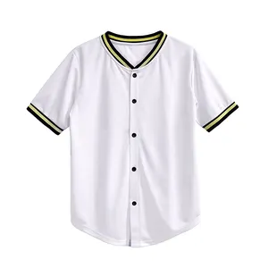 Custom Blank Zwart-Wit Button Down Honkbal Jersey Ademend Snel Droog Polyester Jersey Voor Honkbal Softbal