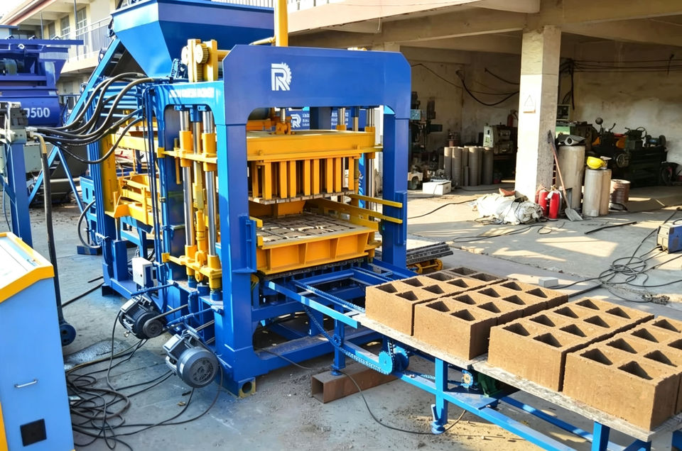 QT8-15 High Capacity Concrete Block Making Machine 8 Mould 4 Vibration ...