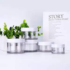 High quality clear empty 30g 50g 80g 100g 120g thick wall luxury cosmetic skin care facial cream pet jars with white lid cap