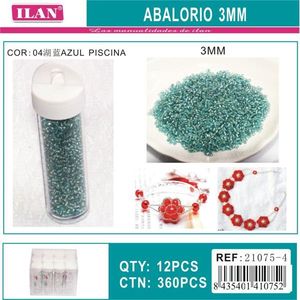 Perline ILAN Abalorio da 3 mm, colore blu piscina, per la creazione di gioielli, 12 pezzi per tubo - Product Image 1