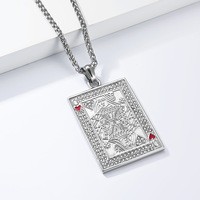 Nouveauté : Collier pendentif en acier inoxydable plaqué or 18 carats avec incrustation de strass, motif Cœur de poker, chaîne à maillons K, pour couple
