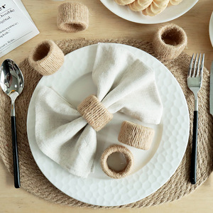 Hot Jute &amp; Linen Grass <strong>Napkin</strong> <strong>Rings</strong> - Eco-Friendly Durable Boho Farmhouse Rustic Table Decor for Party Wedding Factory Wholesale - Product Image 4