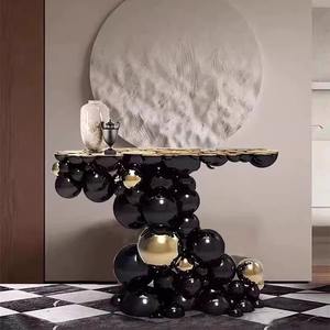 Hall d'entrée Way Hôtel Couloir Coin <span class=keywords><strong>Table</strong></span> De <span class=keywords><strong>Console</strong></span> Noir Et Or Acier Inoxydable Métal Moderne De Luxe <span class=keywords><strong>Console</strong></span> Tables - Product Image 2