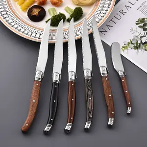 edelstahl hochwertig hölzernes fleischmesser beste schneidemaschine schneiden abendessen steak messer set 6 maisbutter messer