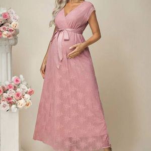 Elegante <span class=keywords><strong>rosa</strong></span> <span class=keywords><strong>de</strong></span> manga corta con estampado <span class=keywords><strong>de</strong></span> flores <span class=keywords><strong>vestido</strong></span> <span class=keywords><strong>de</strong></span> maternidad Casual <span class=keywords><strong>de</strong></span> gran tamaño con cuello en V Crossover vestidos <span class=keywords><strong>de</strong></span> maternidad mujeres embarazadas - Product Image 1
