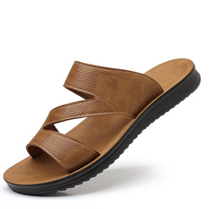 Sandalias de Verano Casuales para Hombre, de Cuero Genuino, Punta Abierta, Suela de Goma Antideslizante - Product Image 5