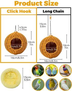Nid en acier pour cage, hamac pour petits oiseaux, nid pour pondre des œufs, endroit pour dormir, maisonnette pour perruche, canari, budgerigar - Product Image 4