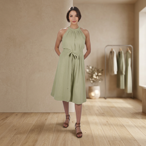Recién llegado, color verde, diseño a cuadros, cómodo, semiformal, uso diario, transpirable, hasta la rodilla, vestidos de maternidad a la venta - Product Image 3