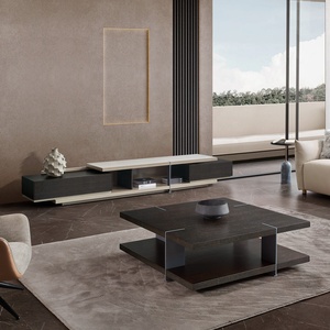Ensemble de table basse moderne de luxe de haute qualité avec rangement, meuble <span class=keywords><strong>TV</strong></span> pour appartement et villa, salon - Product Image 2