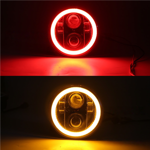 Phare LED rond de 5.75 pouces avec feux de croisement et clignotants ambrés Anneau complet Angel Eye LED Conversion de moto - Product Image 1