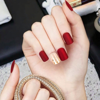 Faux ongles écologiques en ABS à couverture complète, design court, pré-dessinés, couleurs riches, à appliquer avec de la colle