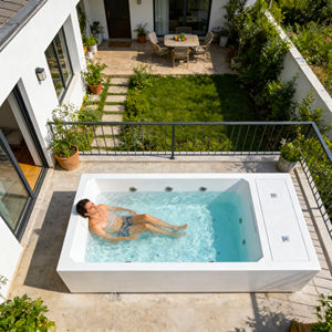 Piscina Compacta Rectangular de Fibra de Vidrio con Resistencia a los Rayos UV y a la Corrosión para Jardín Moderno y Spa al Aire Libre en Balcón - Product Image 6