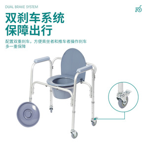 <b>Portable</b> <b>Commode</b> Chair Aluminum Alloy Frame With Wheels For Elderly And Pregnant Women Lightweight Foldable Toilet Chair - Product Image 4