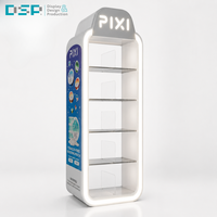 Expositor de Nicotina Acrílico con Iluminación LED de 5 Niveles, Fabricado en Vietnam por DSP, con Panel Lateral con Impresión UV y Logotipo Personalizado
