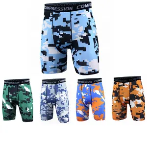 Custom Logo Hoge Prestaties Camo Print Compressie Shorts, Compressie Gym Shorts, Compressie Fitness Shorts Voor Mannen