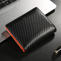 Dompet Pria Anti-RFID Motif Garis Kulit PU Tipis Lipat Dua dengan Ritsleting & Kancing Pengunci, Kantong Koin, Tempat Kartu Kredit
