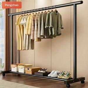 Giyim Mağazası Teşhir Mobilyaları Çamaşır Odası Elbise Askısı Portatif Ağır Hizmet Tipi Giysi Askılığı Tekerlekli Elbise Askılığı - Product Image 2