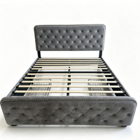 Cadre de lit plateforme élégant en velours rembourré avec tête de lit, structure robuste, mobilier de chambre à coucher