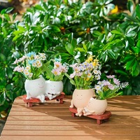 Pot de fleurs en résine avec visage souriant et base en forme de banc - Adorable pot à succulentes pour la décoration intérieure, le bureau, le jardin et comme cadeau