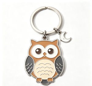 Custom Zinc Alloy Owl Keychain Enamel Metal Key <b>Ring</b> Epoxy Filled Pendant for Gift and Promotion - Product Image 2