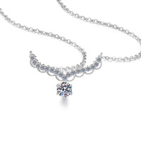 Collier pendentif couronne halo en moissanite ronde brillante 1 carat, plaqué rhodium, argent 925, style royal