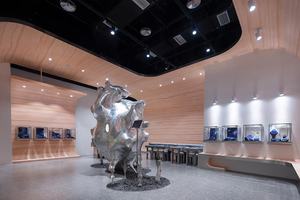 Retron personalizable estilo artístico joyería tienda pantalla mármol superior LED iluminación ecológica resistente contador atractivo - Product Image 5