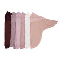 Hiyab Instantáneo de Lino Cristalino Nuosha OEM con Borde Ondulado Bordado, Color Sólido, Gorro Interior para Mujer