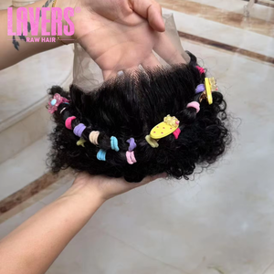 วิกผมเด็กผู้หญิง วิกผมลูกไม้แบบปิด 4*4 <span class=keywords><strong>สำหรับ</strong></span>เด็ก วิกผมแท้จากอินเดีย วิกผมลูกไม้ด้านหน้าแบบหยิก ไม่ต้องใช้กาว <span class=keywords><strong>สำหรับ</strong></span>เด็กหญิง - Product Image 4