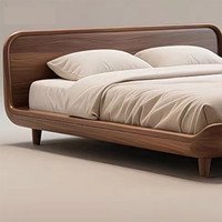 Lit double en bois massif, noyer noir d'Amérique du Nord, nouveau style chinois, moderne, simple, haut de gamme, luxe léger, style Song, personnalisable