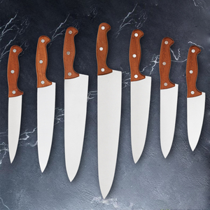 木製ハンドル付きの新しい高品質シェフ用ナイフ、さまざまなサイズとスタイルで利用可能 - Product Image 1