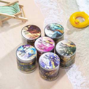 1 Rollo de Cinta Adhesiva Troquelada Serie Ondas de <span class=keywords><strong>Brisa</strong></span> Marina con Estampado en Caliente y Tema de Color Degradado, Pegatinas Decorativas - Product Image 4