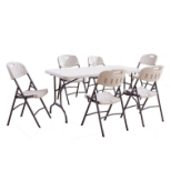 Hot Sale Indoor Outdoor Events Wedding Rectangular White HDPE Plastic Farmhouse Design <b>Aluminum</b> Frame Foldable Picnic Dining - Product Image 6