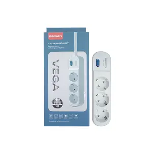 Grosir Pabrik 2 Meter standar Eu Multi soket Plug Power Outlet 3 cara kualitas tinggi saklar dan soket