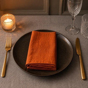 Servilletas de Lino 100% Teñidas en Color Liso, Cuadradas, Lavables a Máquina, Hechas a Mano, Estilo Simple, Decoración de Mesa - Product Image 4