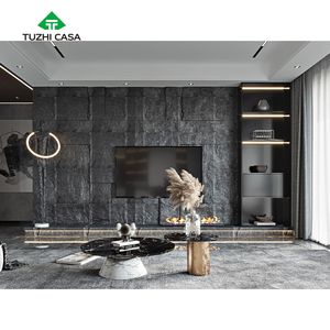 Cheminée électrique à profil <span class=keywords><strong>bas</strong></span>, murale, noire, support de télévision, <span class=keywords><strong>meuble</strong></span> moderne - Product Image 1